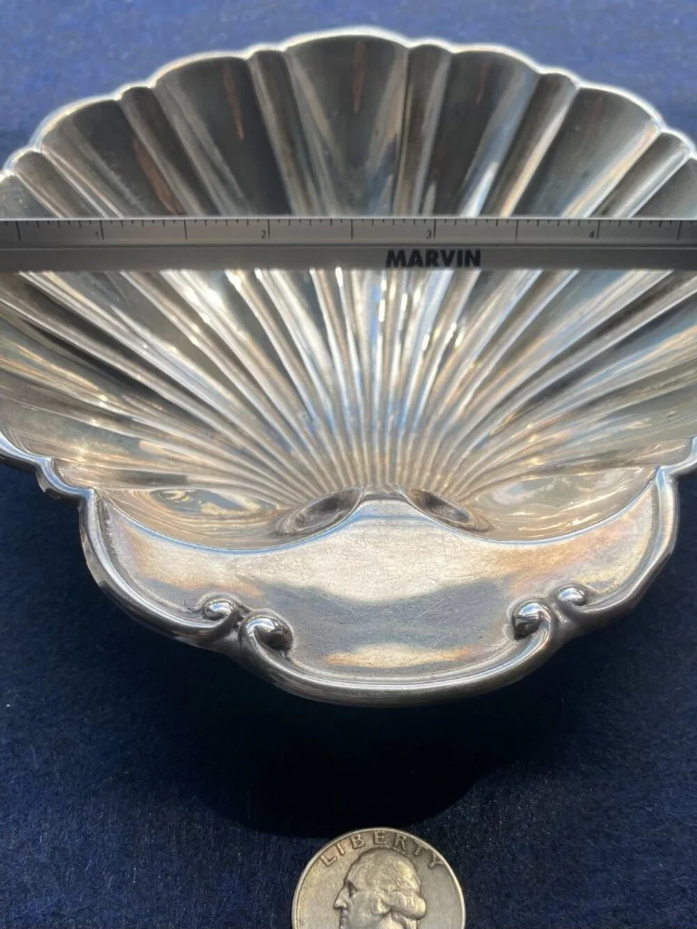 Antique Sterling Silver (.925) Shell Shaped Trinket Dish 5.25” x 5.5”